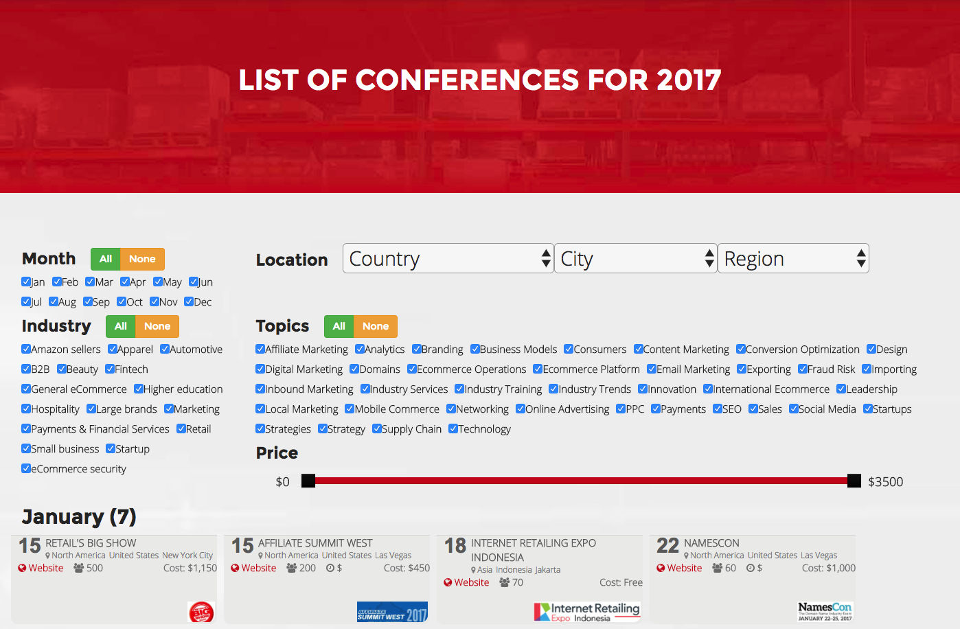 List of eCommerce and Retail Conferences
