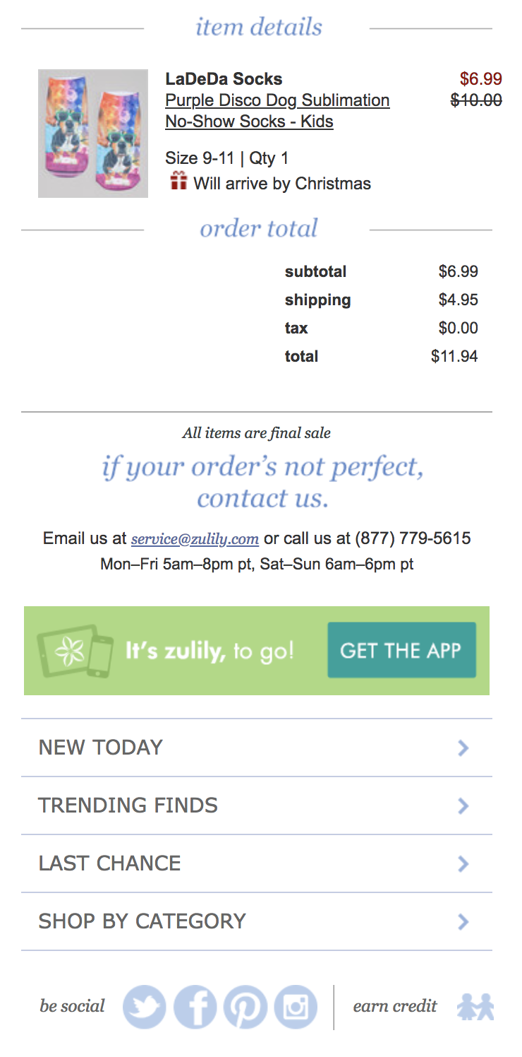 shopify transactional email example